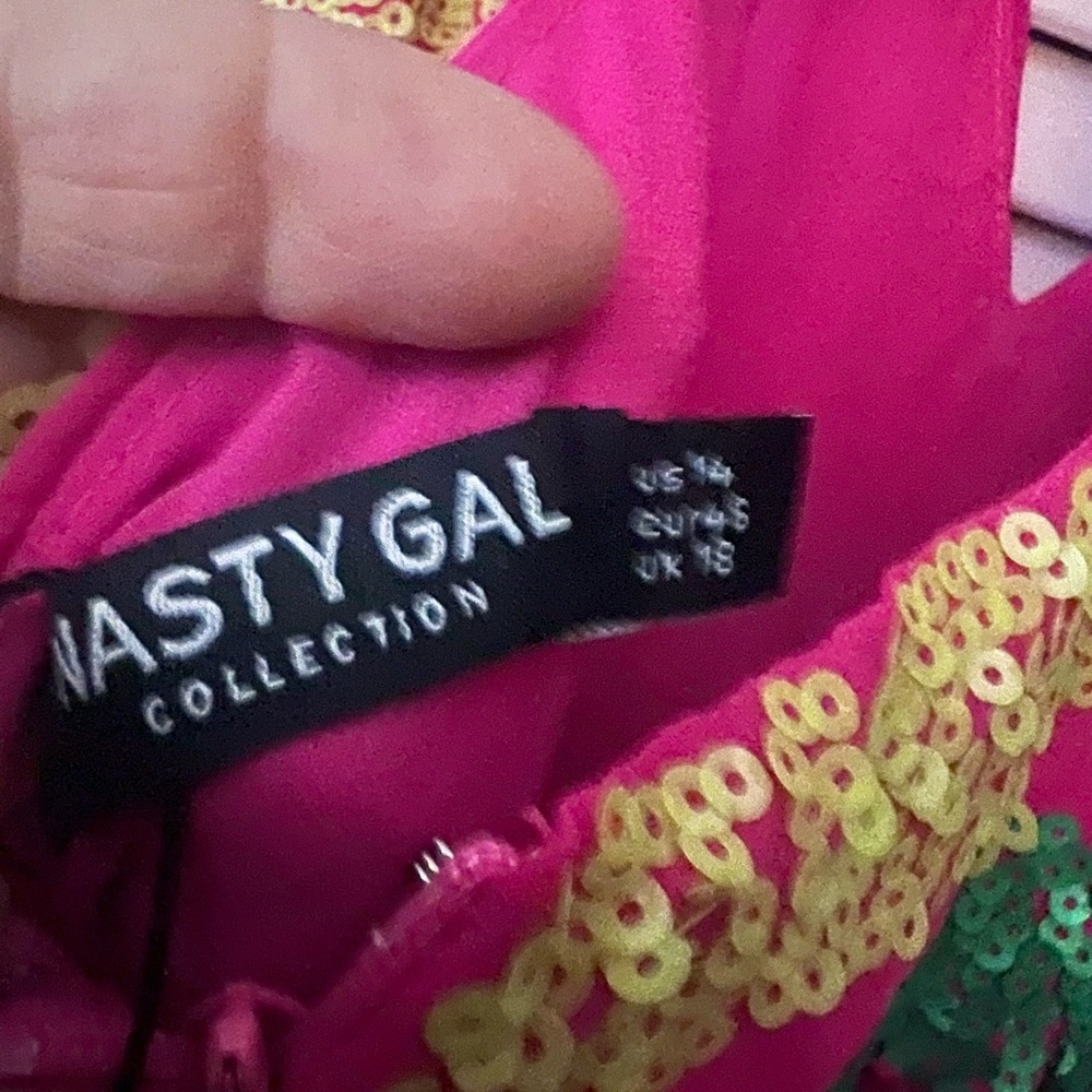 BNWT Nasty Gal Sequenced Colorblock Wide Leg Jumpsuit - Picture 8 of 9